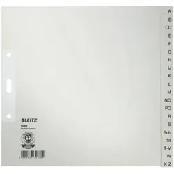 Papierregister A-Z, A4, halbe Höhe, Papier, 20 Blatt, grau