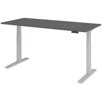 Bümö Schreibtisch, Graphit, Silber, Nachbildung, Rechteckig, 180x74x80 cm, FSC