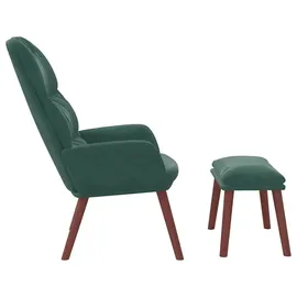vidaXL Relaxsessel mit Hocker 69 x 95,5 x 69 cm Dunkelgrün Samt
