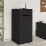 LAPOOH Gartenschrank Schwarz 55x55x111 cm Poly Rattan, Geräteschuppen, Gerätehaus, Wetterfest, Outdoor Schrank, Gartenhausschränke, Terrassenschrank - 365559