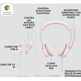 Logitech H390 USB-A Rosa