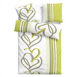 MY HOME Bettwäsche MY HOME "Area in Gr. 135x200 oder 155x220 cm", grün (grün, weiß), B/L: 135cm x 200cm, 1 Stk., 1 Stk., Linon, B/L: 80cm x 80cm, 2, Linon, Obermaterial: 100% Baumwolle, Bettwäsche, Bettwäsche, Bettwäsche in verschiedenen Qualitäten