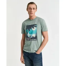 Gant für Herren. 2003321 Bedrucktes T-Shirt Platziert grün (S), Lässig, Baumwolle, Kurzarm