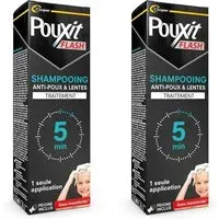 POUXIT - Flash Shampooing anti-poux et lentes Agit en 1 application de 5 minutes seulement1 Traitement du cuir chevelu 100 ml 2x100