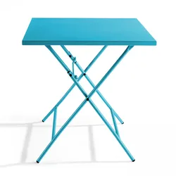 Oviala Business Quadratischer klappbarer Gartentisch aus blauem Stahl - Oviala
