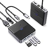 ORICO USB C Hub 6 in 1 Docking Station mit Ethernet 1000M, 4K HDMI, PD 100W, 3 Ports 5 Gbps USB A 3.0, Typ C Multiport Adapter für MacBook Air Pro M2 M1 iPad Surface Dell Hp (15cm)