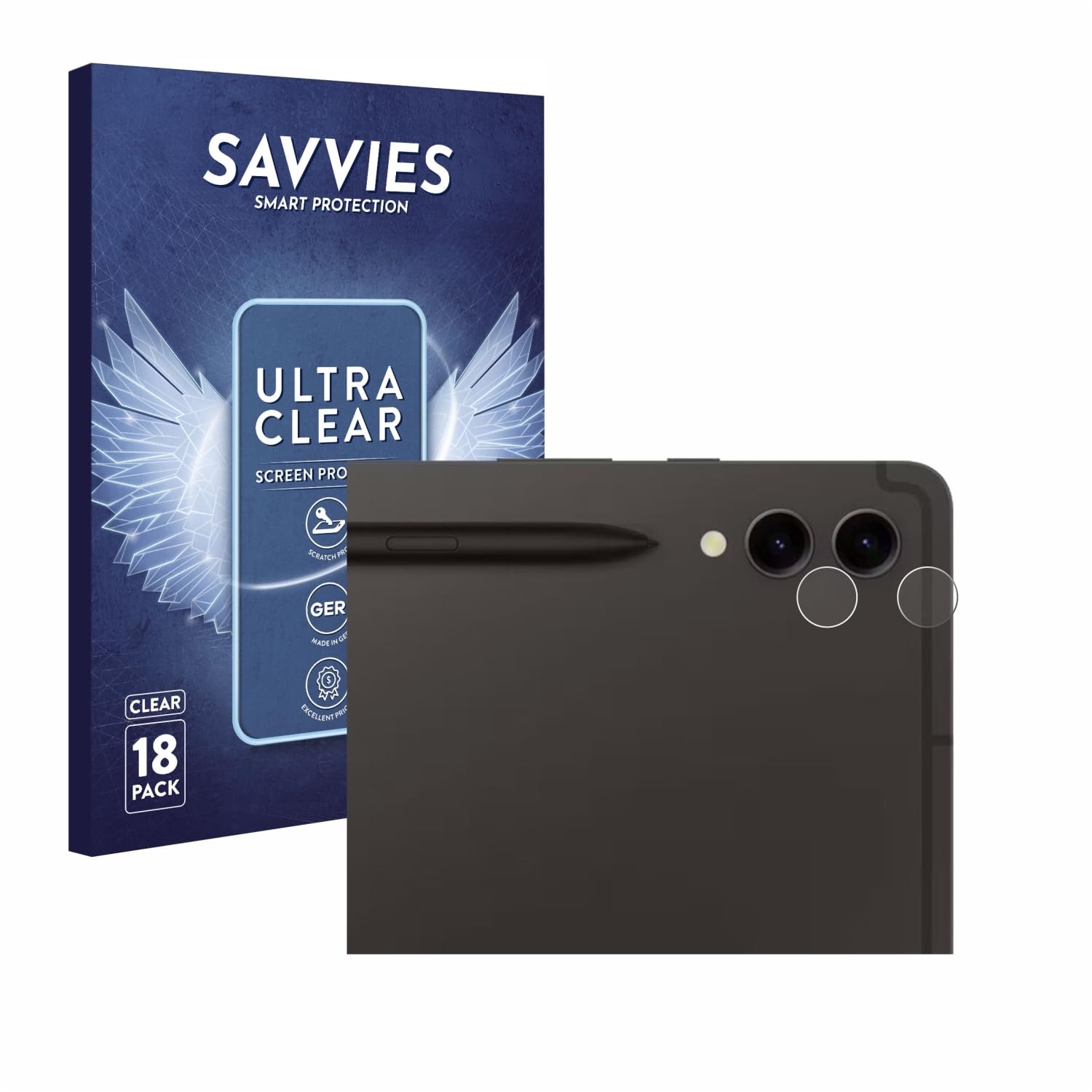 Savvies 18 Stück Schutzfolie für Samsung Galaxy Tab S9 Plus WiFi (NUR Kameraschutz) Displayschutz-Folie Ultra-Transparent