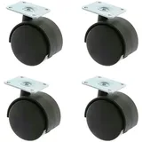 MS Beschläge Möbelrolle Anschraubplatte Bürostuhlrolle Rolle Kunststoffrolle Ø40mm 4er Pack