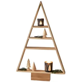 Dekoleidenschaft Dekotanne Rustikal aus recyceltem Holz, Pyramide mit 4 Ebenen, 78 cm hoch, Wohnzimmer-Regal, Standregal, Weihnachtsbaum-Alternative