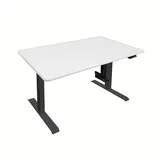 Home Deluxe - Höhenverstellbarer Schreibtisch LUMINA - Gestell: Schwarz, Platte: Weiß, Maße: 120 x 60 cm, Kohlenstoffstahl, inkl. PC-Halterung, ...