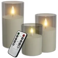 FIVMEN LED-Kerze 3 Stück LED Kerzen Flammenlosekerzen mit Fernbedienung Acryl Shell weiß