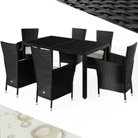 CASARIA Polyrattan WPC Set 7-tlg. schwarz