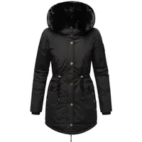 Navahoo Damen, Warmer Winterparka mit doppelter Kunstpelz-Kapuze Sweety Deluxe Black Gr. L - L