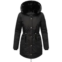 Navahoo Damen, Warmer Winterparka mit doppelter Kunstpelz-Kapuze Sweety Deluxe Black Gr. L - L
