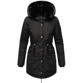 Navahoo Damen, Warmer Winterparka mit doppelter Kunstpelz-Kapuze Sweety Deluxe Black Gr. L - L