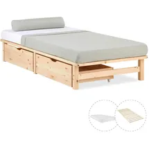 Homestyle4u Futonbett 90 x 200 cm Braun