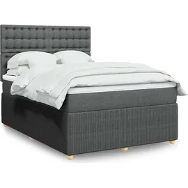 vidaXL Boxspringbett mit Matratze Dunkelgrau 140x200 cm Stoff