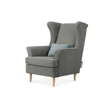 Konsimo Ohrensessel Stralis Webstoff 82 x 108 x 80 cm Grau mit Kissen