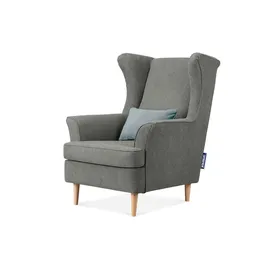 Konsimo Ohrensessel Stralis Webstoff 82 x 108 x 80 cm Grau mit Kissen