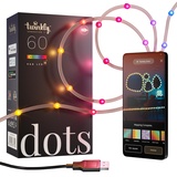 Twinkly Dots – App-gesteuerte LED-Lichterkette mit 60 RGB (16 Millionen Farben) LEDs. 3 Meter. Transparenter Kabel. USB-gespeist. Innen Smart Home Dekoration Licht, TWD060STP-T