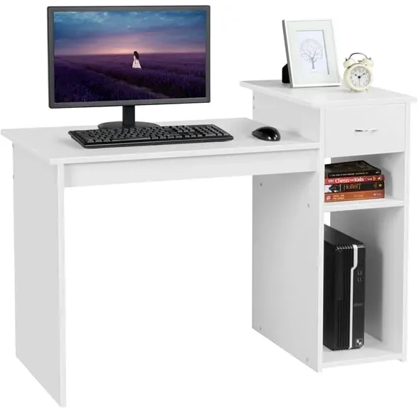 Yaheetech Schreibtisch Bürotisch Computertisch mit Schubladen PC Tisch Laptoptisch für Home, 112 x 50 x 82 cm