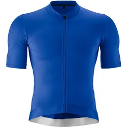 Radtrikot GONSO "Road Jersey M", Herren, Gr. L, blau (dunkelblau), 84% Polyester, 16% Elasthan, Rundhals, Kurzarm, Trikots, Herren Fahrradtrikot kurzarm, Full-Zip Trikot, Rückentasche, Slim Fit