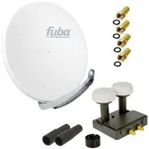 PremiumX FUBA 2 Teilnehmer Astra Hotbird Digital SAT Anlage DAA 850 W ALU Weiß PremiumX Twin Monoblock LNB 4x F-Stecker 2x Tülle