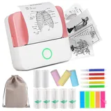 HUIJUTCHEN Mini Drucker, Wireless Bluetooth Fotodrucker Tragbarer Thermodrucker Smartphone Taschendrucker Kompatibel mit Android & iOS mit 10 Rollen Papier für Studium Notizen Fotos (Rosa)