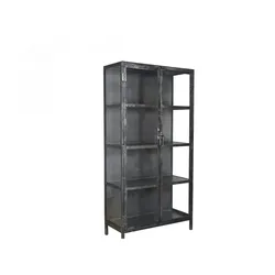 KAWOLA Highboard ARLES Vitrine Metall schwarz 2 Türen