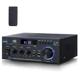 AK45 HiFi-Verstärker Stereo Amplifier 40W X 2 Mini Audio Receiver Verstärker 2 Kanal Bluetooth 5.0 Power Amplifier Digital Hifi Stereo Verstärker Endstufe mit USB, SD, FM, RCA für Zuhause oder Auto