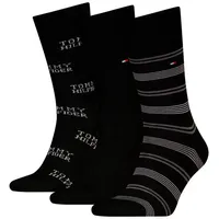 Tommy Hilfiger Herren Socken Streifen 3er Pack Geschenkpackung - Black - 43-46