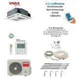 VIVAX Deckenkassette 12000 BTU + 10 m Montageset Decke Split Klimaanlage A+++