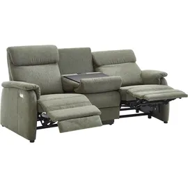 Home Affaire 3-Sitzer Turin Sofa mit elektrischer Relaxfunktion, Breite 226 cm, inkl. Tisch, USB & Steckdose, Federkern & pflegeleichtem Bezug grün
