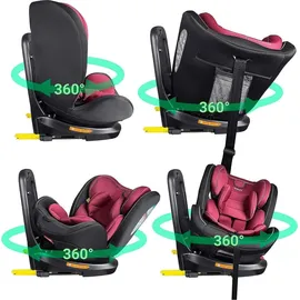 XOMAX XZ-16 Kindersitz drehbar 360° mit ISOFIX und Liegefunktion I mitwachsend I 0-36 kg, 0-12 Jahre, Gruppe 0/1/2/3 I 5-Punkt-Gurt und 3-Punkt-Gurt I Bezug abnehmbar, waschbar I ECE i-Size 129R