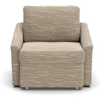 DOMO Collection Relax Sessel | Dauerschläfer Boxspring Sofa mit Schlaffunktion | Schlafsessel Gästebett Schlafsofa | 108 x 96 x 86 cm | beige-braun