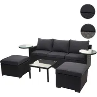 Mendler Poly-Rattan Garnitur HWC-J38, Garten-/Lounge-Set Sitzgruppe, Spun Poly halbrundes Rattan anthrazit, Kissen dunkelgrau ~