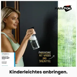 Marapon Fensterfolie Blickdicht selbsthaftend in schwarz 0,30x2 m Verdunkelungsfolie mit hohem Sichtschutz Sichtschutzfolie Fenster statisch haftend Folie Fenster Sichtschutz Blackout Glasfolie