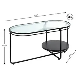 Haku-Möbel HAKU Möbel Couchtisch Sicherheitsglas schwarz 90,0 x 42,0 x 49,0 cm