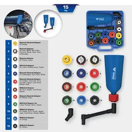 BRILLIANT TOOLS Öl-Einfülltrichter-Satz mit drehbarem Winkelarm 15-tlg. (BT711110)