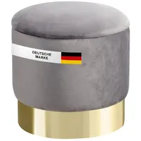 Albatros Hocker mit Stauraum Nizza Sitzhocker mit Stauraum, Modernes Design, Edler Samt-Bezug Sitztruhe Sitzbank mit Stauraum optimal als Fußhocker Hocker Schminktisch, Grau