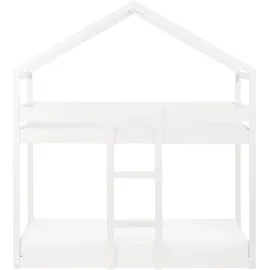 Beliani Hochbett Labatut 90 x 200 cm Kiefer massiv weiß