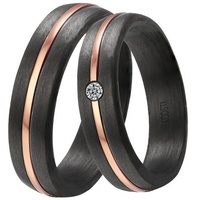 DOOSTI Trauring Schmuck Geschenk CARBON Trauring Ehering Partnerring LIEBE, wahlweise mit oder ohne Zirkonia goldfarben|schwarz 58
