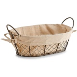 Zeller Brotkörbchen Countrystyle, m. Griffen, Draht/Leinen, Braun/Beige, 30 x 21 x 11 cm 18091