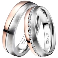 DOOSTI Trauring Schmuck Geschenk Edelstahl Trauring Ehering Partnerring LIEBE, wahlweise mit oder ohne Zirkonia goldfarben|silberfarben 64