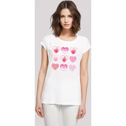 T-Shirt F4NT4STIC "Internationaler Frauentag: Herzen in Flammen", Damen, Gr. L, weiß, Obermaterial: 100% Baumwolle, casual, regular fit, Rundhals, Kurzarm ohne Bündchen, Shirts, Premium Qualität