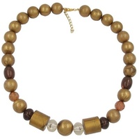 Gallay Perlenkette Kunststoffperlen braun-gold-seidig glänzend 55cm (1-tlg) braun