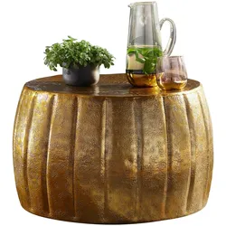 Kadima Design Couchtisch `Limentra`: Orientalisch, Aluminium, Strukturen. Gold, 60x60x36 cm