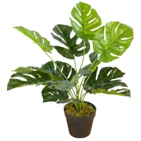 Spetebo Monstera Kunstpflanze im Blumentopf - 45 cm - Deko Zimmerpflanze mit Topf - Kunst Blume Loch Blatt Fenster Pflanze künstlich