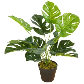 Spetebo Künstliche Zimmerpflanze Deko Kunstpflanze Monstera - 45 cm - Zimmerpflanze Monstera, Spetebo, Höhe 45.00 cm, im Blumentopf - Büro Bad Flur Pflanze künstlich grün