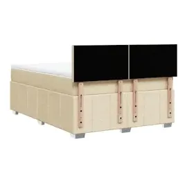 vidaXL Boxspringbett mit Matratze Creme 140x200 cm Stoff